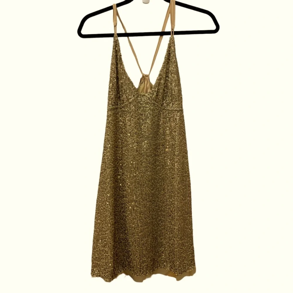 🆕Free People Gold Sequence Slip Dress - Picture 4 of 8